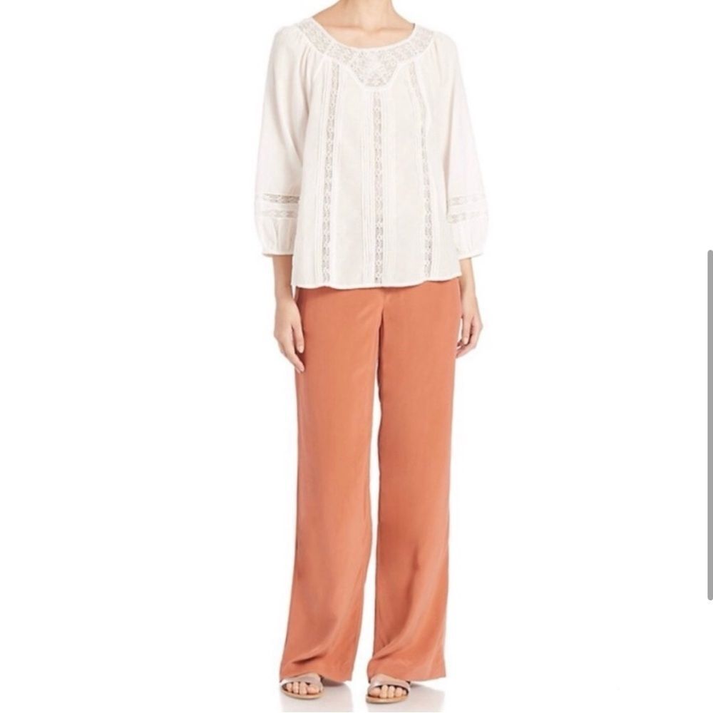Joie Rust Orange Satin Wide-Leg Pants‎